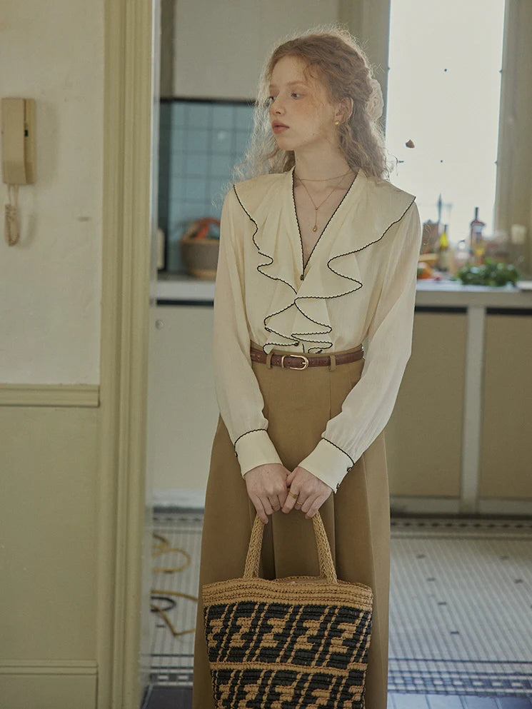 Timeless Ruffle Edge Vintage Blouse