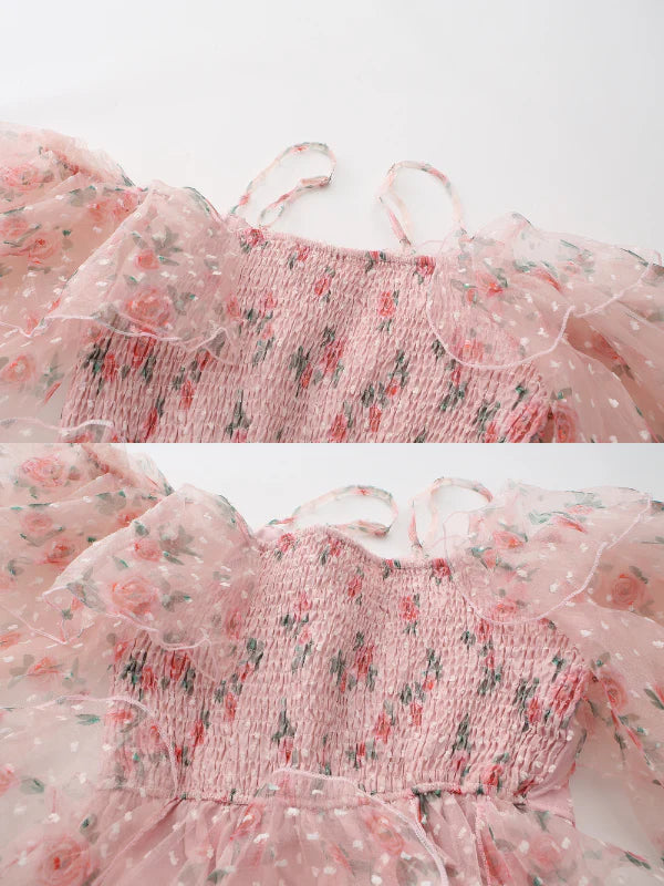 Blushing Rose Ruffle Chiffon Dress