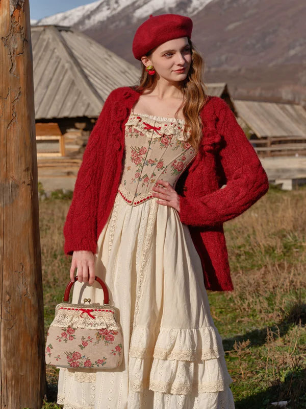 Classic Rose Lace Ribbon Corset