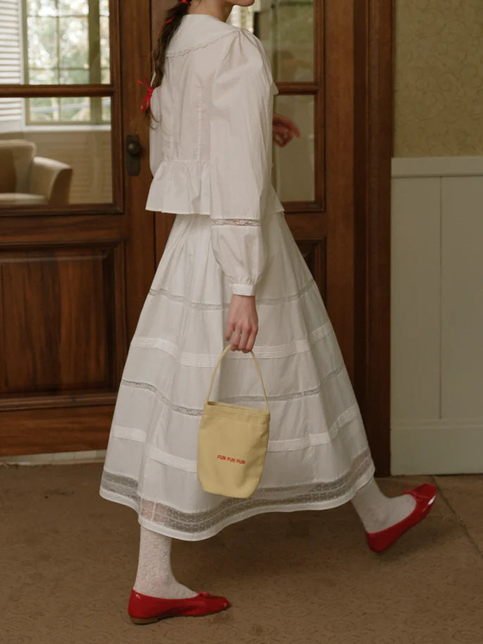 White Lace Trim Vintage Skirt