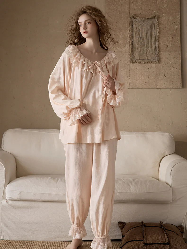 Romantic Ruffle Lace Loungewear Set