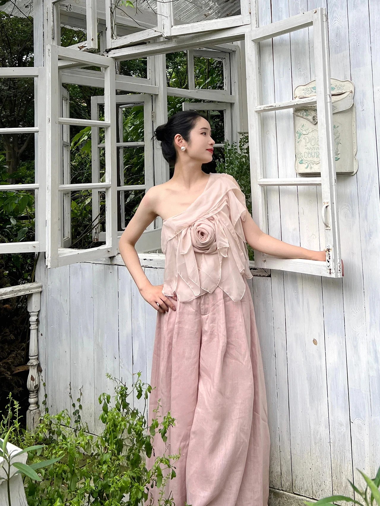 Blush Wide-Leg Flowing Pants