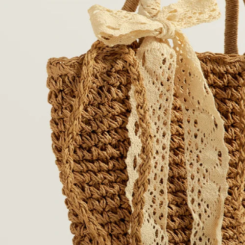Summer Straw Shoulder Bucket Bag