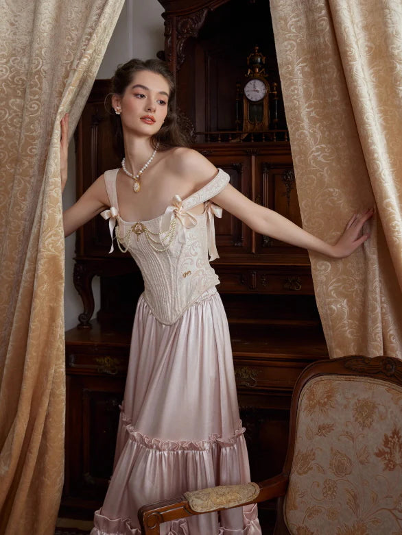 Blush Satin Ruffle Skirt