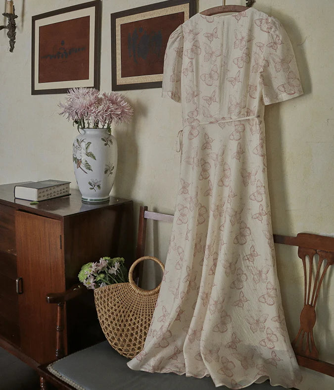 Butterfly Whispers Wrap Dress