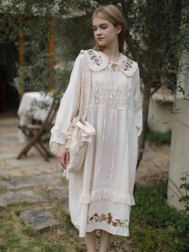 Woodland Story Embroidered Cotton Dress