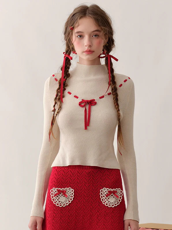 Coquette Bow Detail Knit Top