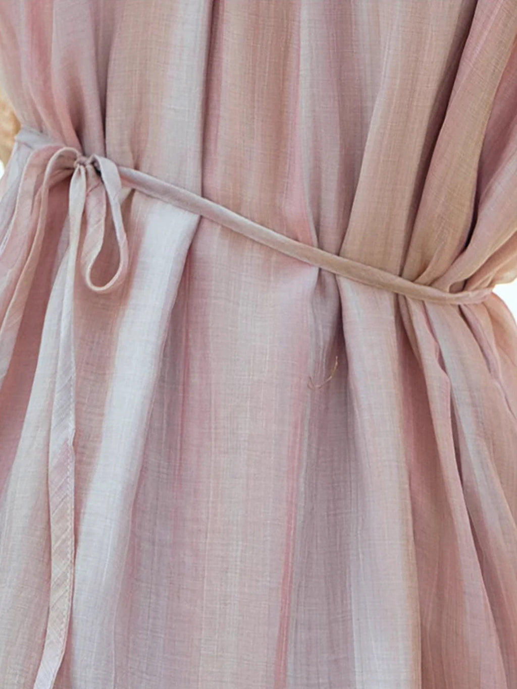 Ethereal Blush Striped Chiffon Dress
