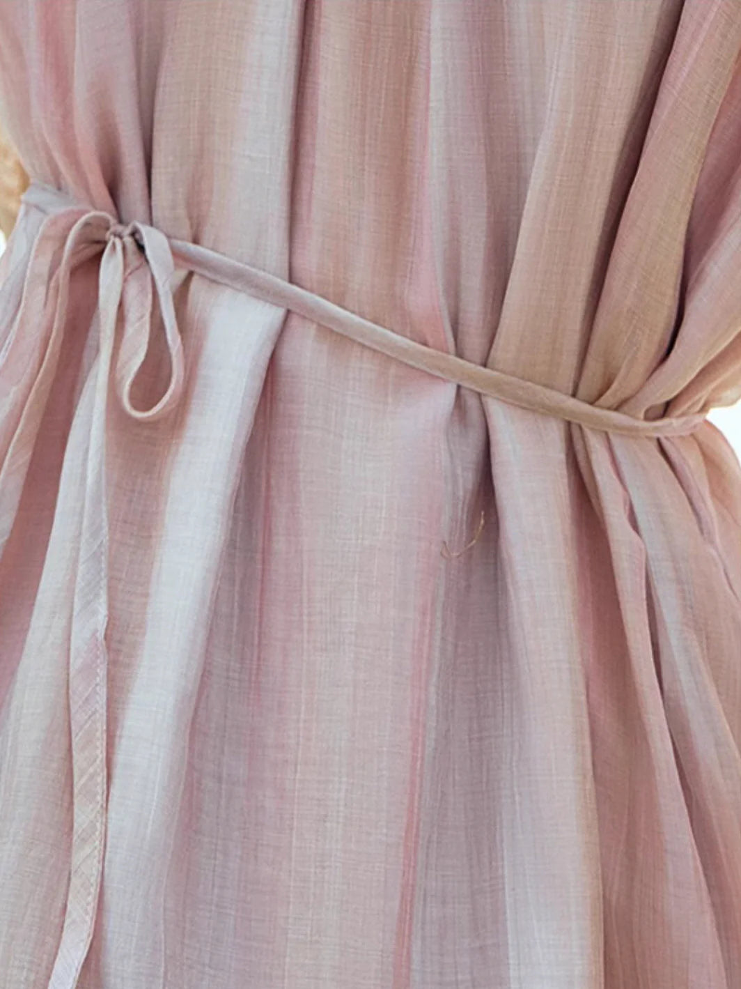 Ethereal Blush Striped Chiffon Dress