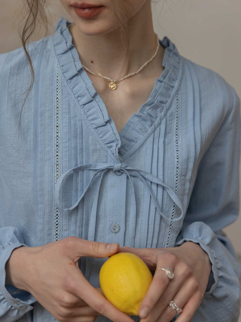 Serenity Sky Cotton Blouse