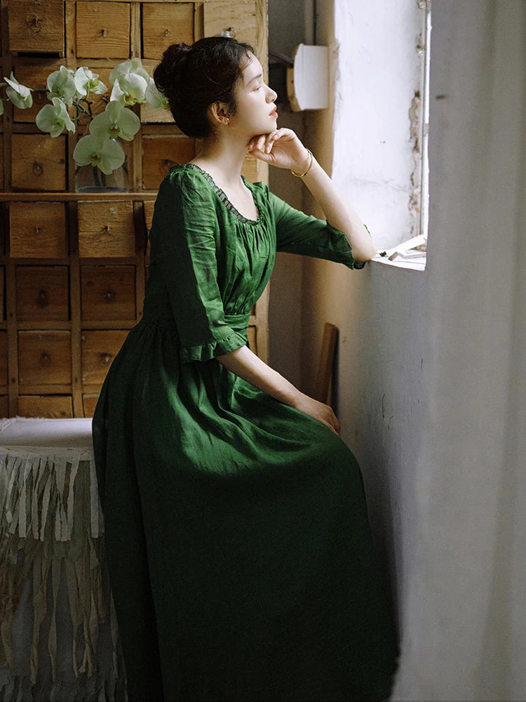 Olivia's Classic Elegance Green Dress