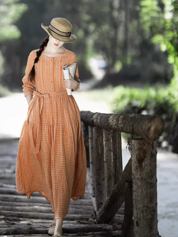 Sun-Kissed Spring Checkered Dress