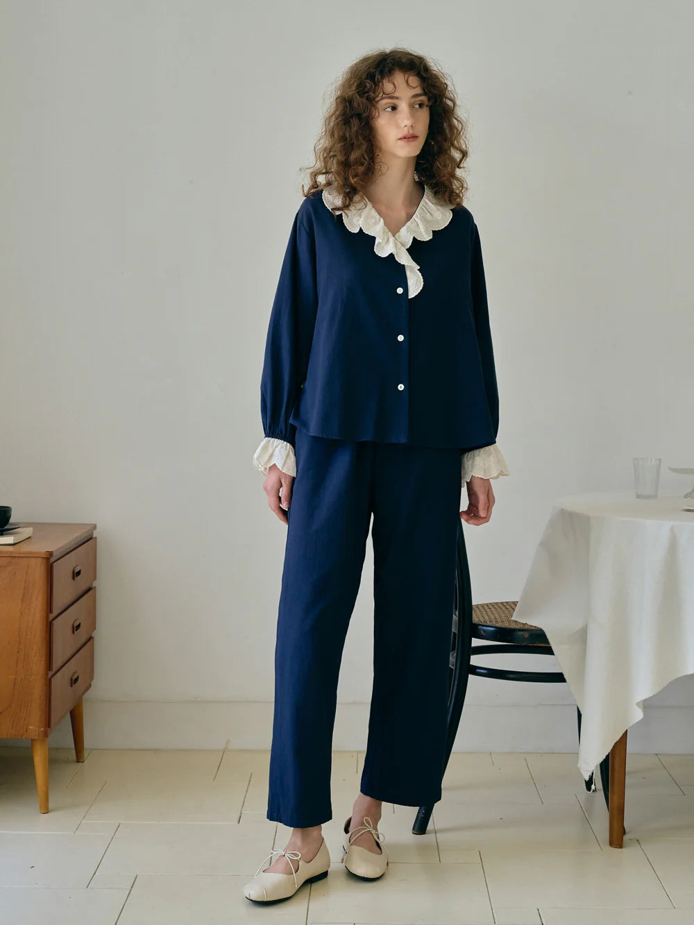 Midnight Elegance Lace Pajama Set