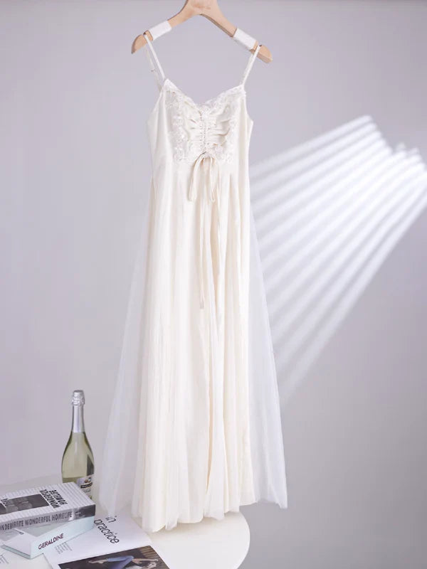 Ivory Lace and Pleats Princess Dress