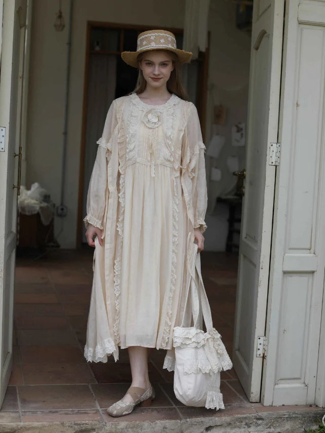 Forest Bloom Ramie Embroidered Dress