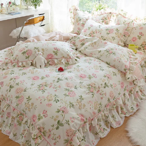 Pink Floral Pattern Forest Princess Bedding Set