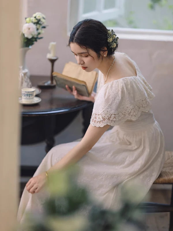 Ivory Whisper Embroidered Dress