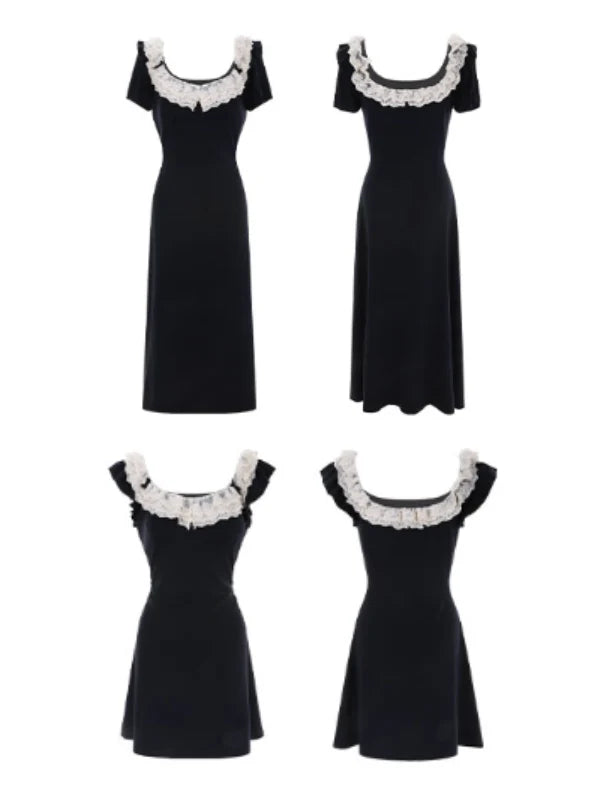 Midnight Lace Ruffle Dress