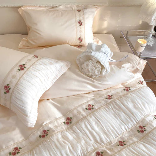 French Rose Silk Bedding Set