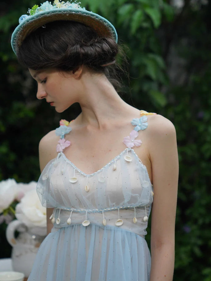 Blooming Petal Fairy Blue Tulle Dress