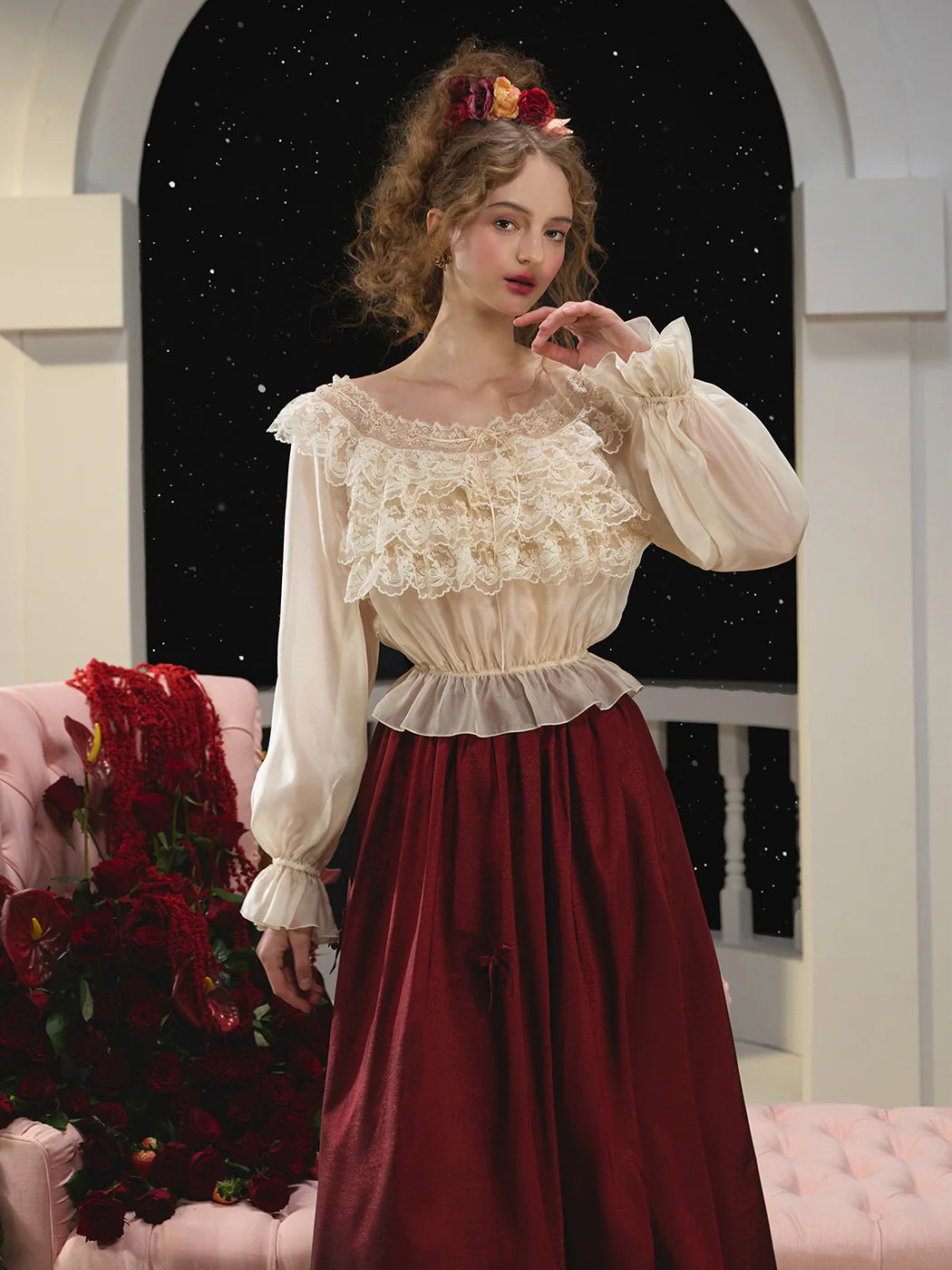 Vintage Layered Scarlet Tulle Skirt