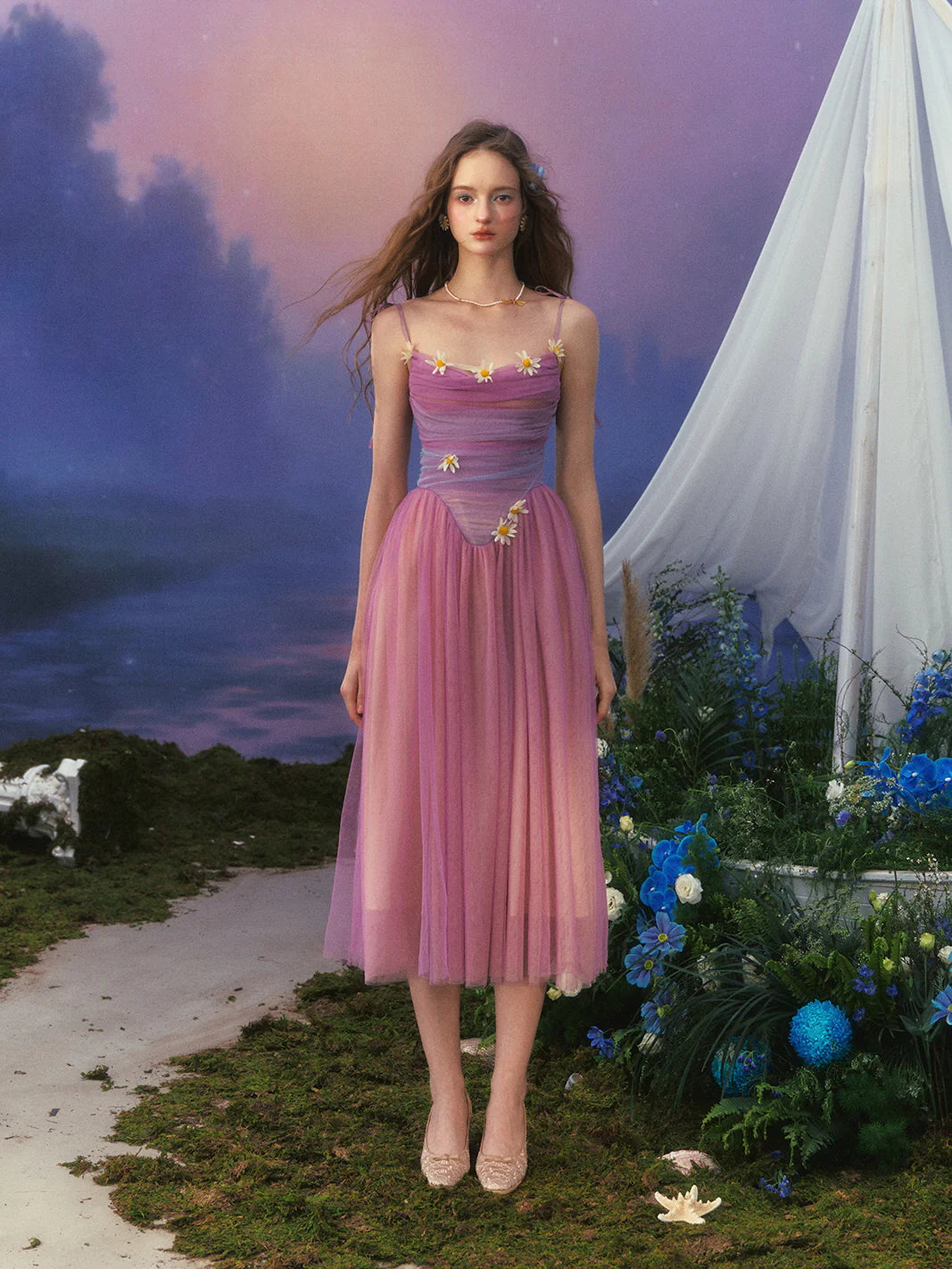 Moonlit Petal Fairy Gown Ombre Tulle Dress
