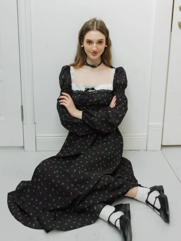 Enchanted Rose Black Dress