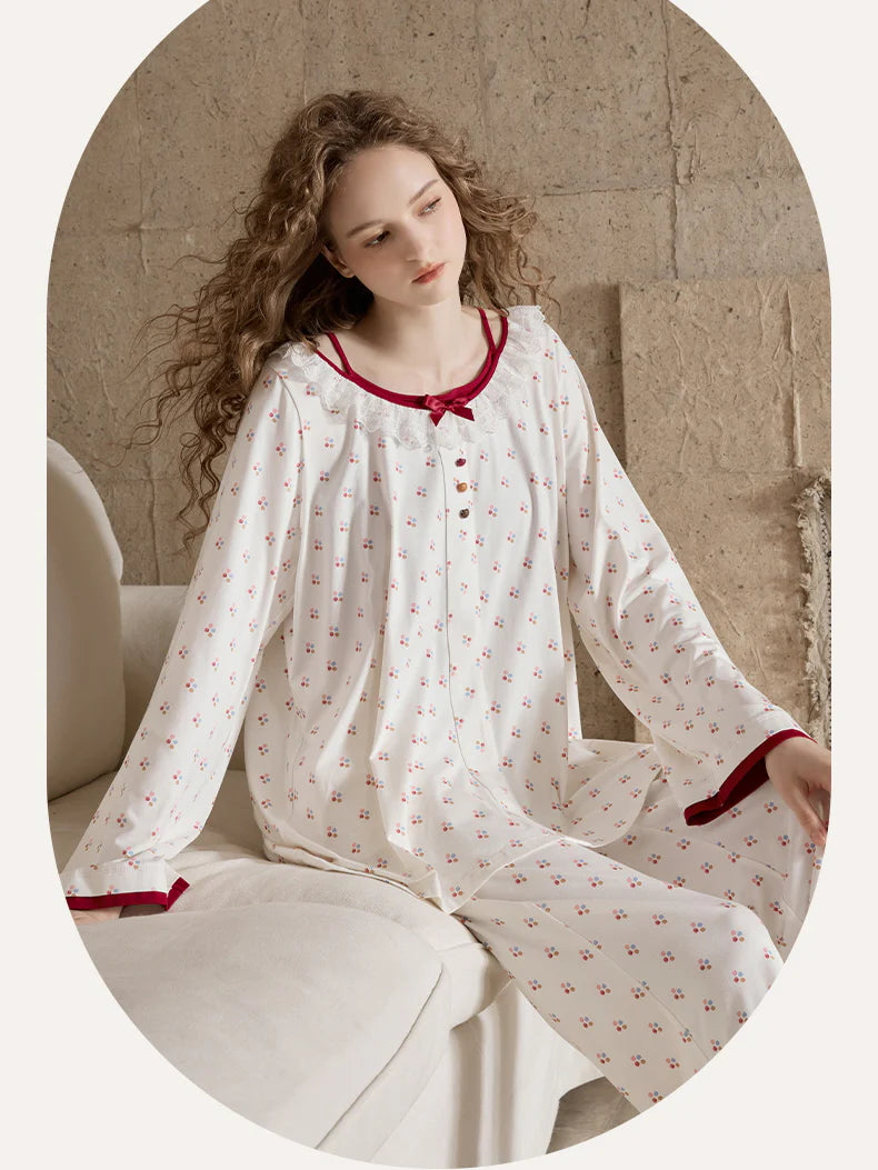 Cherry Blossom Ruffle Pajama Set