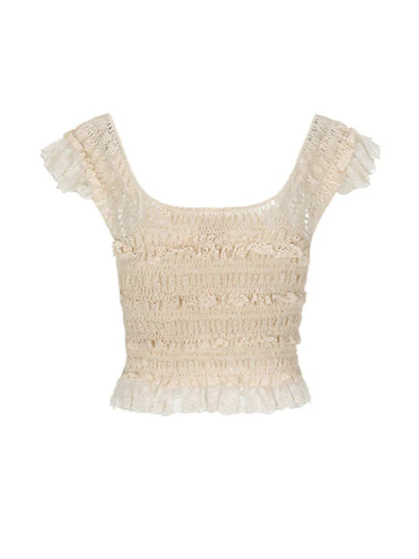 Vintage Charm Cotton Frill Top