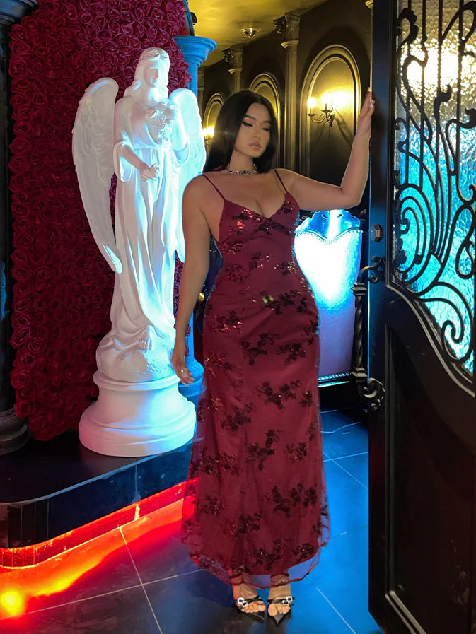 Midnight Rose Sequin Tulle Gown