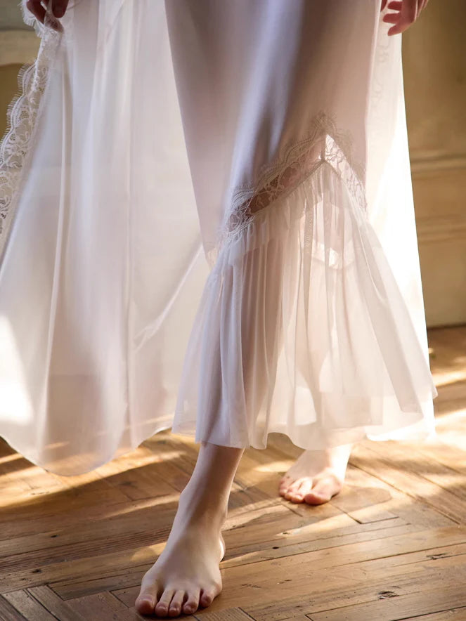 White Lace Princess Nightgown Set