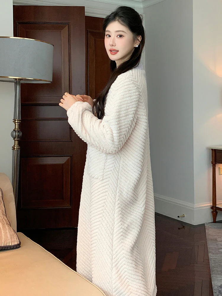 Cozy Winter Velvet Button-Down Robe