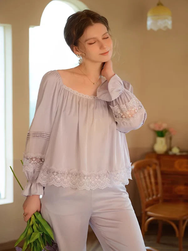 Lavender Dream Lace-Trimmed Pajama