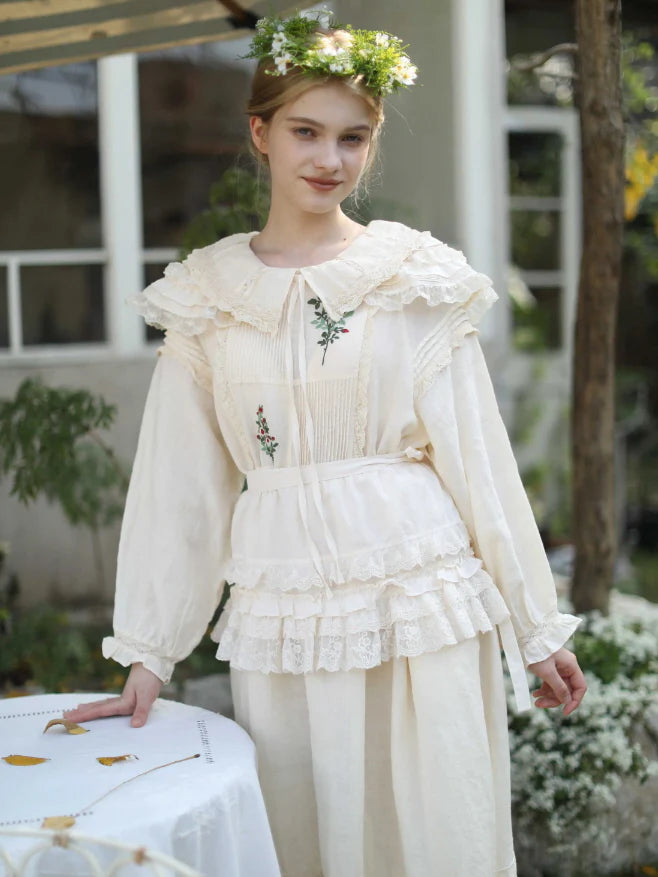 Mori Garden Embroidered Linen Dress