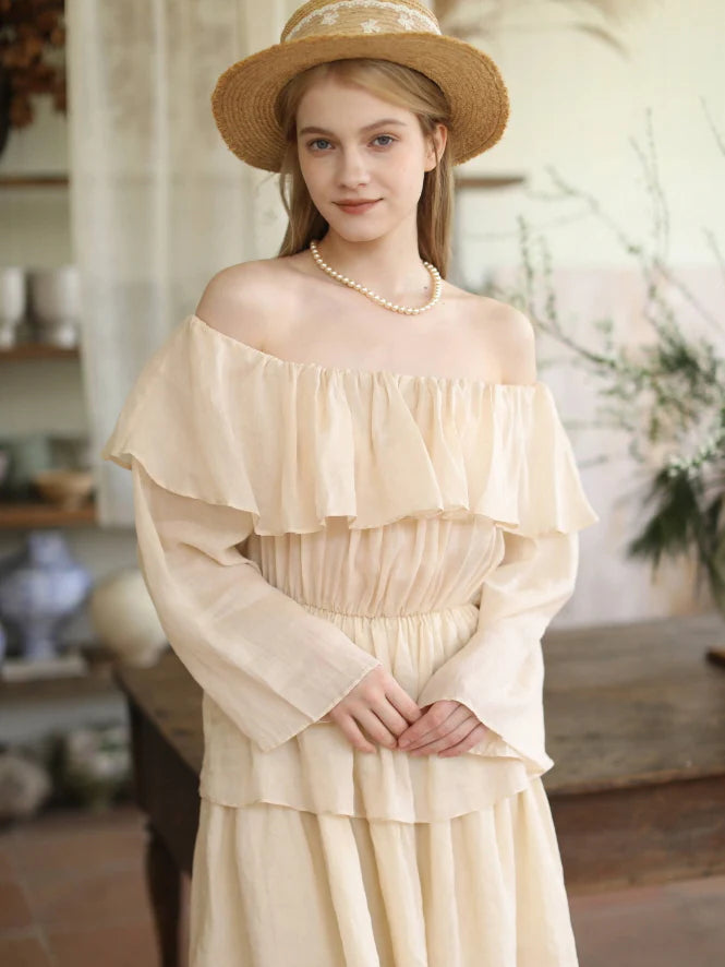 Sunlit Ruffle Linen Dress