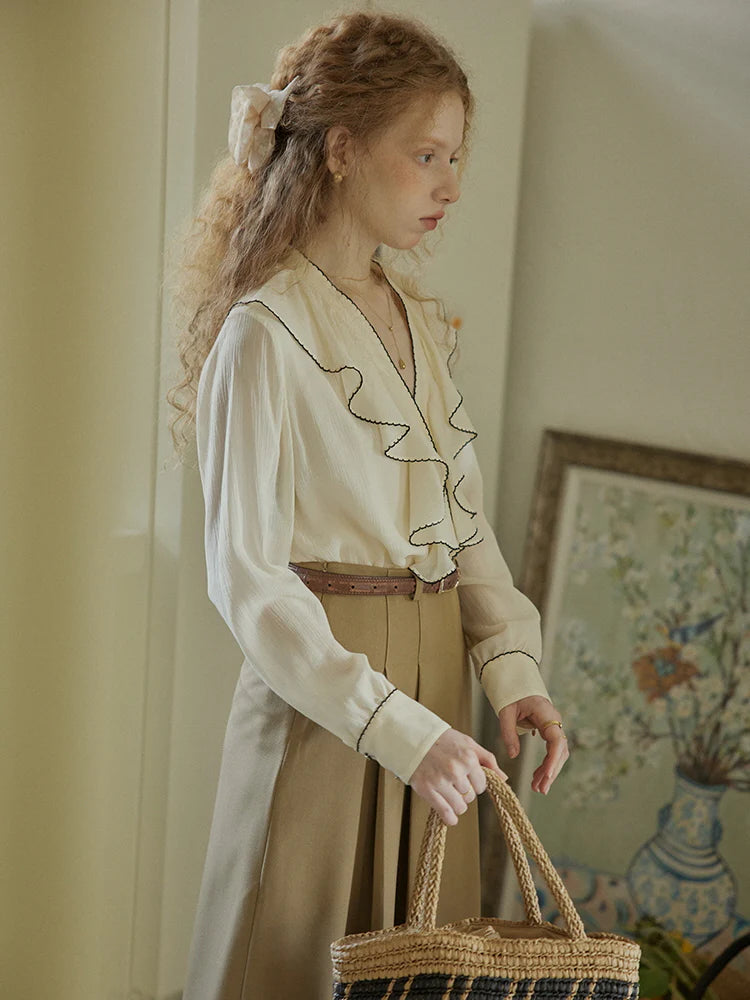 Timeless Ruffle Edge Vintage Blouse