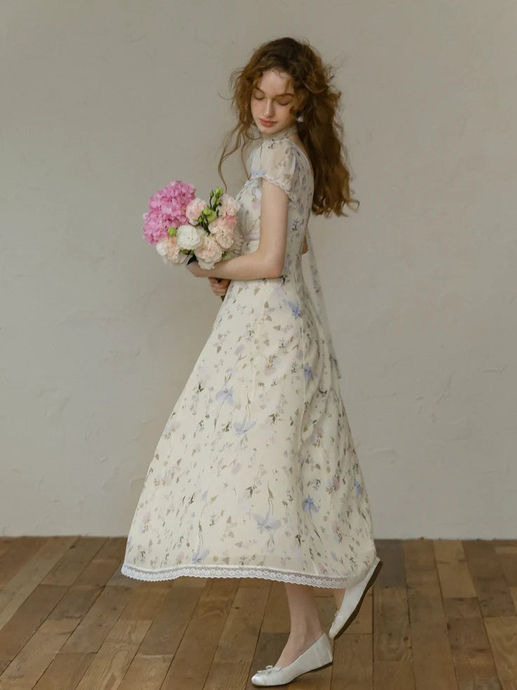 Fairy Garden Lace Trim Floral Dress