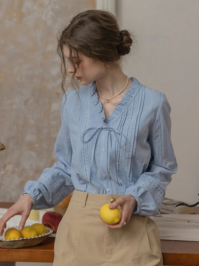 Serenity Sky Cotton Blouse