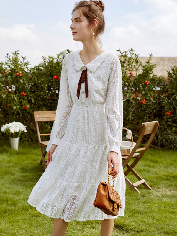 Lace Enchantment in White Dress