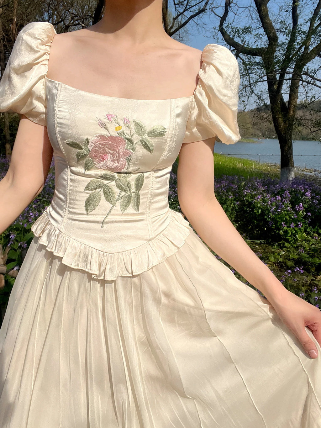 Romantic Rose Embroidered Corset Top