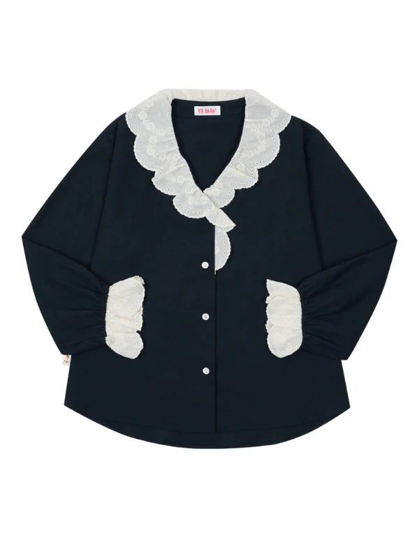 Midnight Elegance Lace Pajama Set