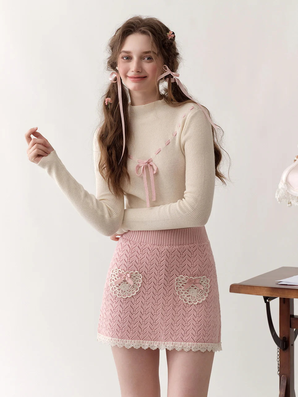 Coquette Bow Detail Knit Top