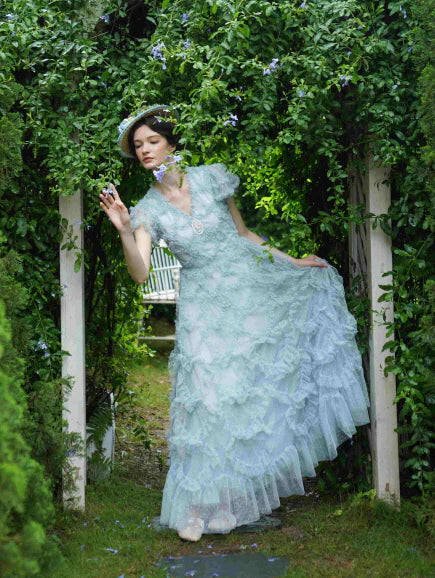 Light Blue Princess Ruffle Garden Dress