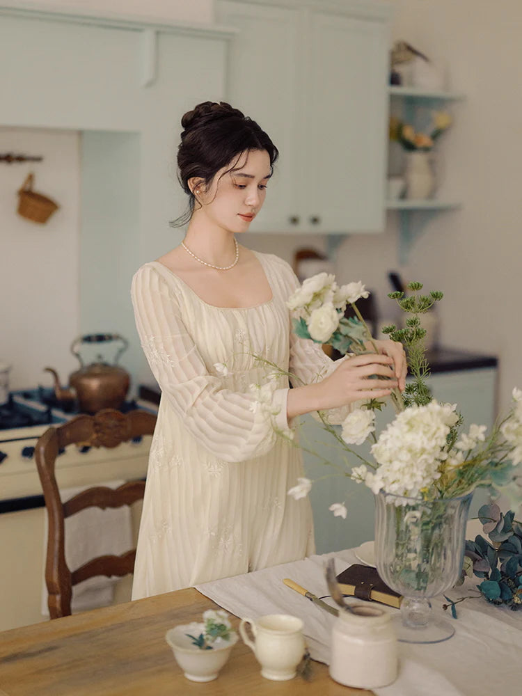 Square Neck Embroidered Fairy Dress