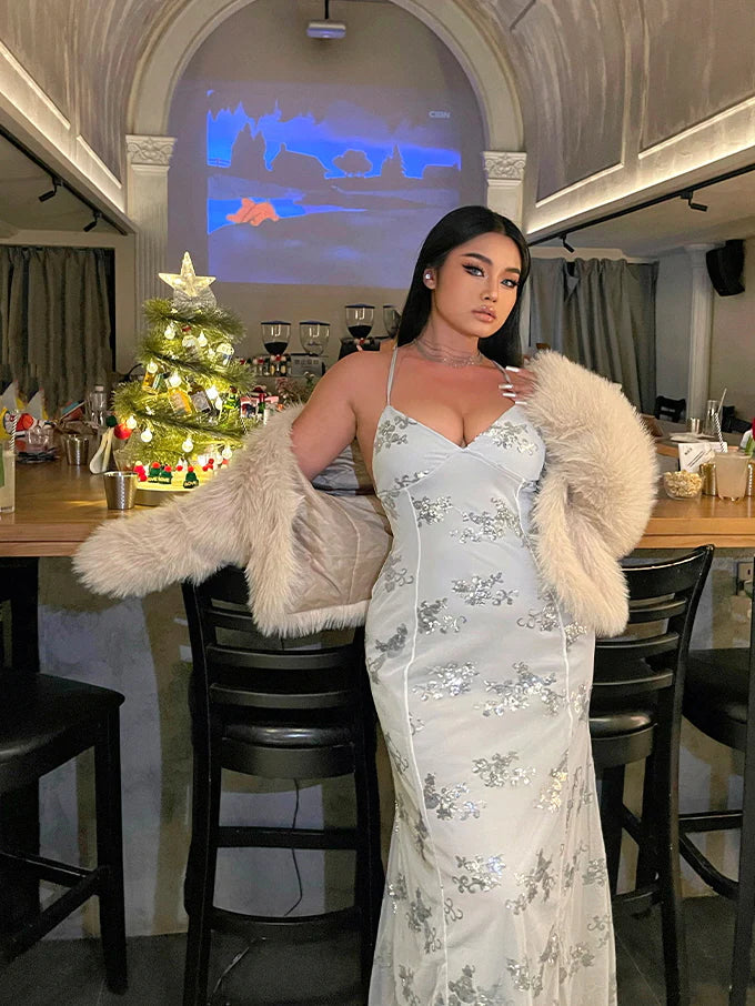 Frosted Bloom Sequin Tulle Gown