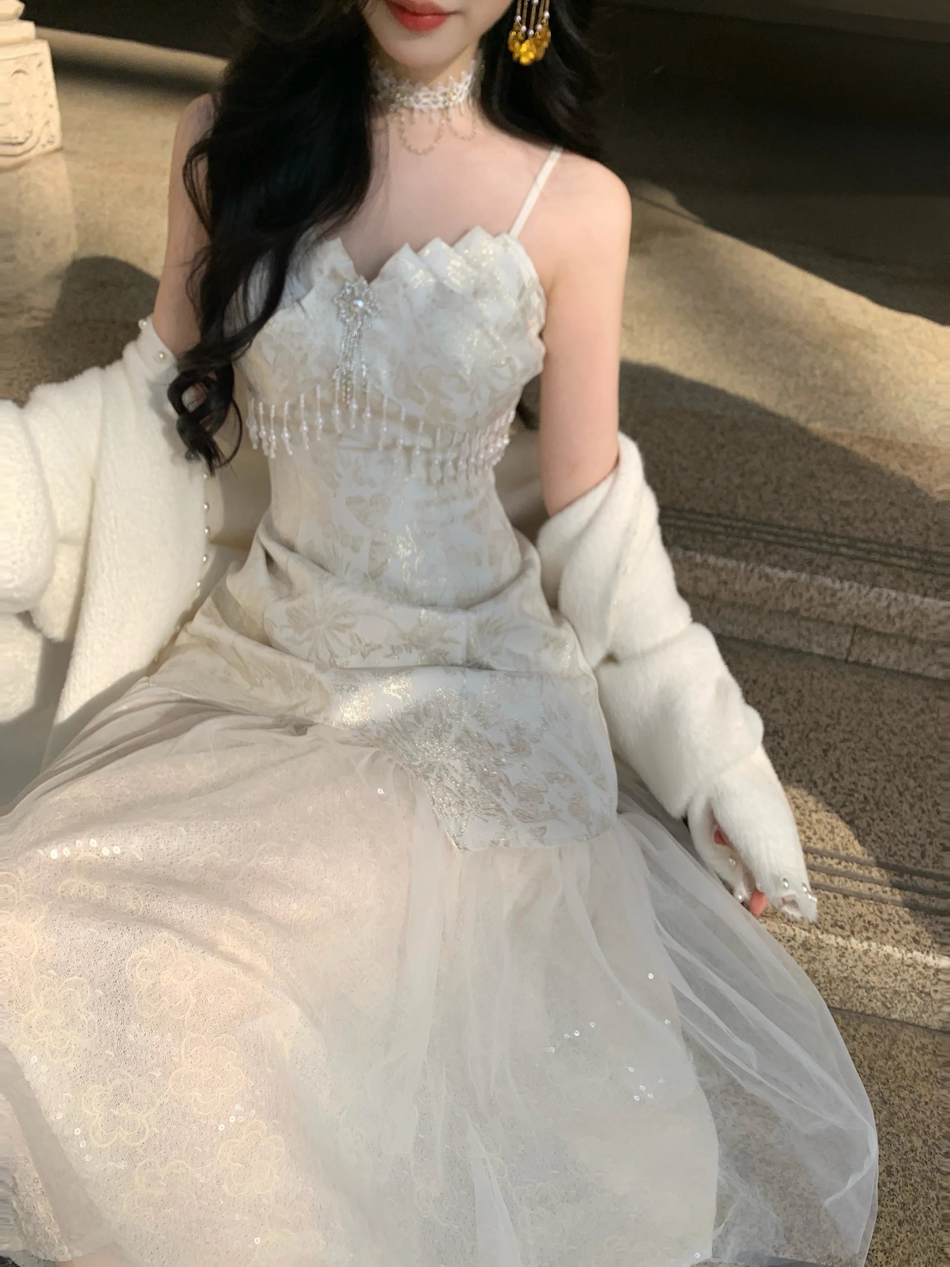 Ethereal Gold Jacquard Fairy Gown