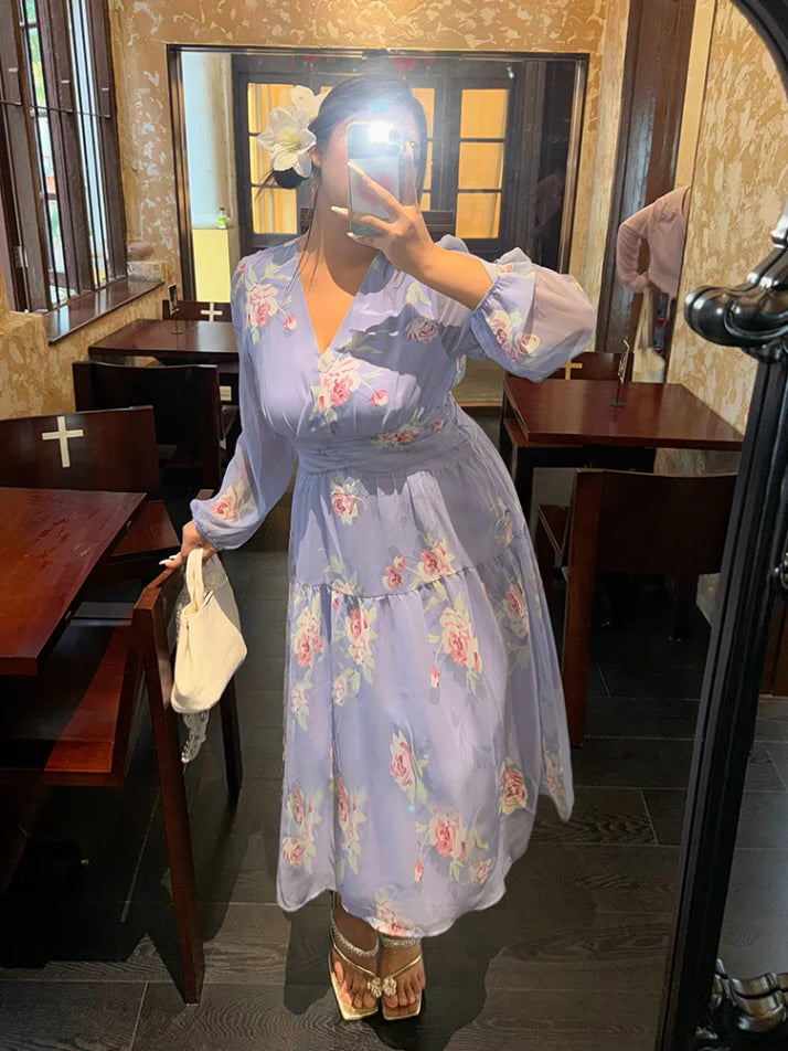 Lavender Rose Garden Chiffon Dress