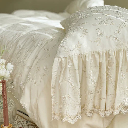 Floral Embroidery Haven Bedding Set