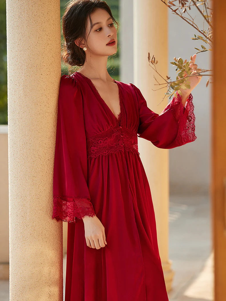 Grace's Lace Delight Nightgown Set