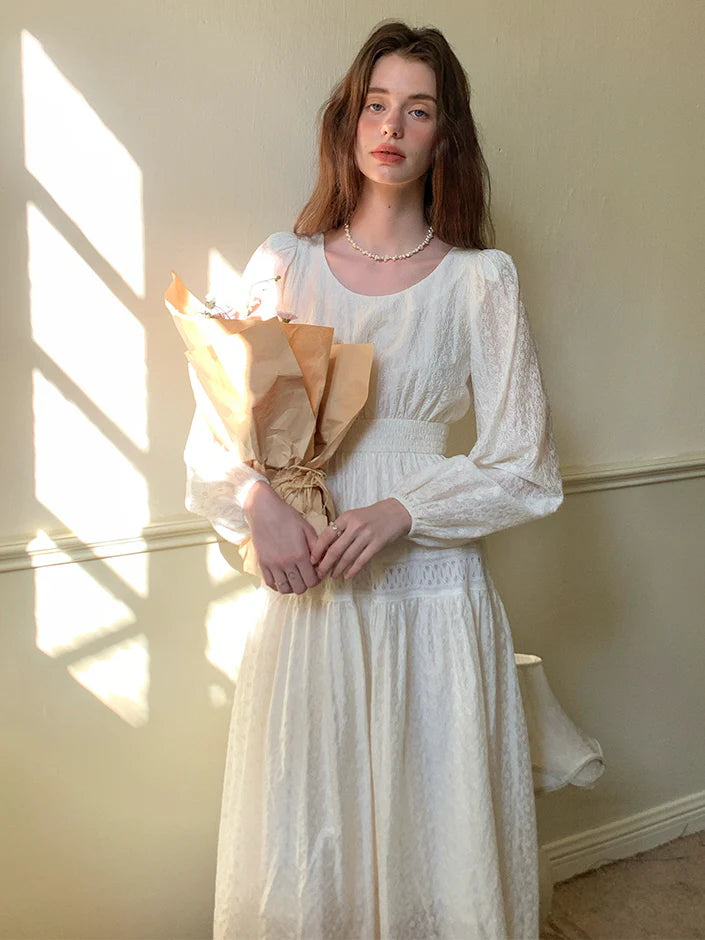 Ethereal White Lace Embroidered Dress